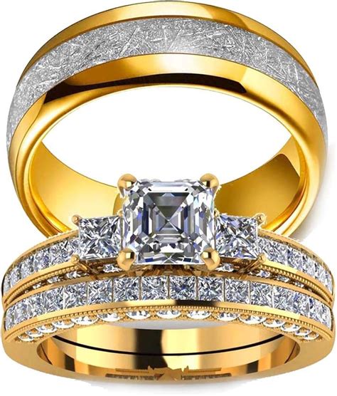 gold wedding rings set for man and woman